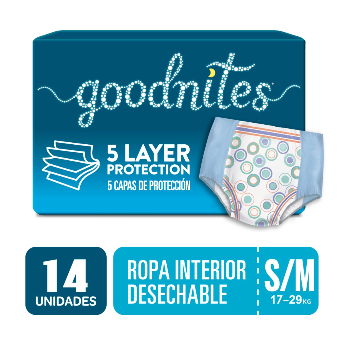 HUGGIES - Pañales GoodNites 4–8 Años Talla S/M Empaque 14 Und