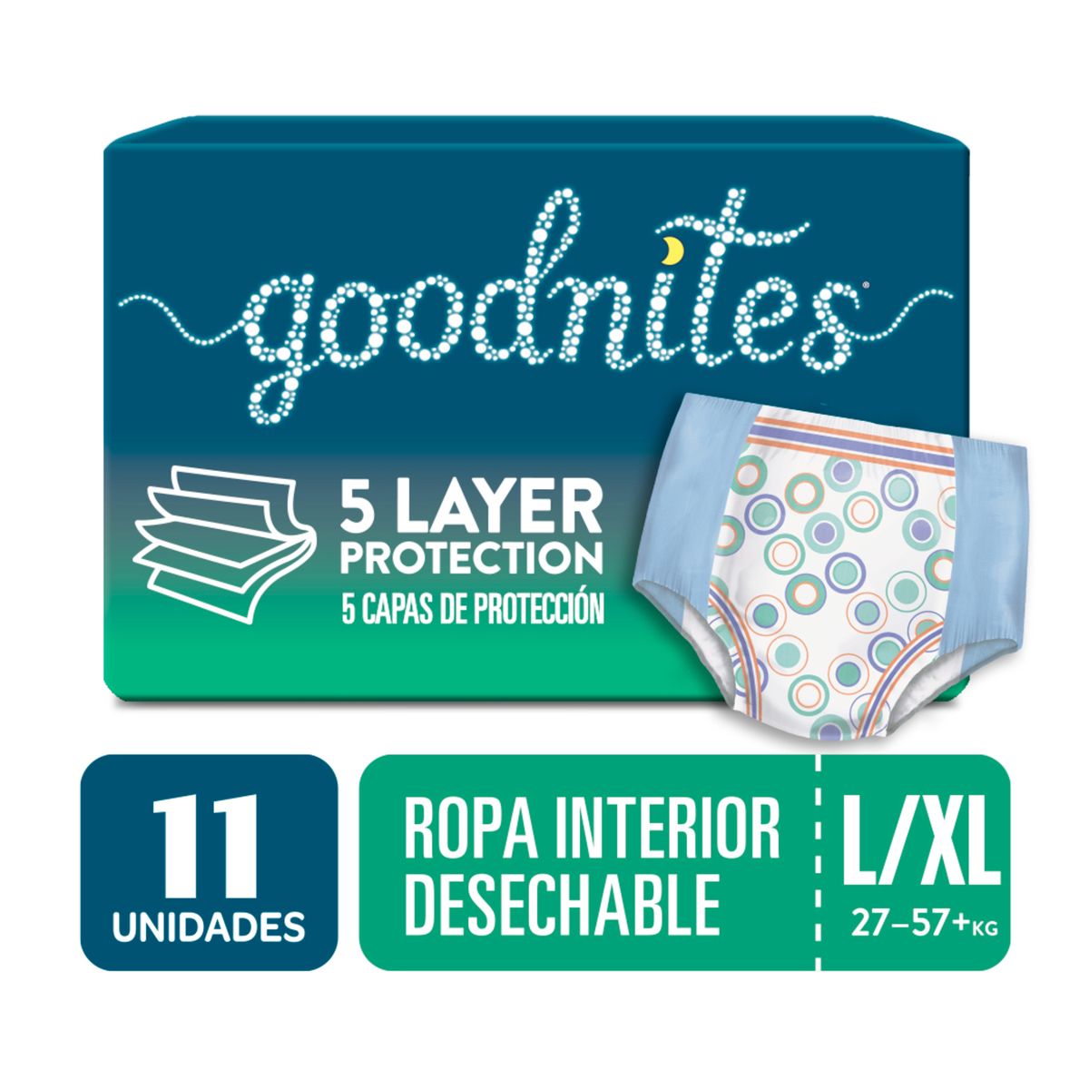 HUGGIES - Pañales GoodNites 7–11 Años Talla L/XL Empaque 11 Und