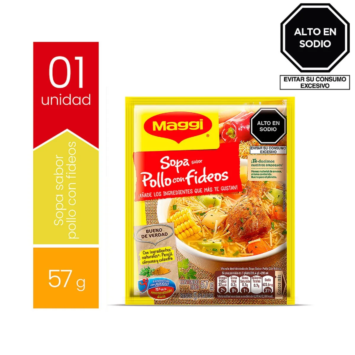 MAGGI - Sopa Instantánea Maggi Sabor Pollo con Fideos Bolsa 57 g