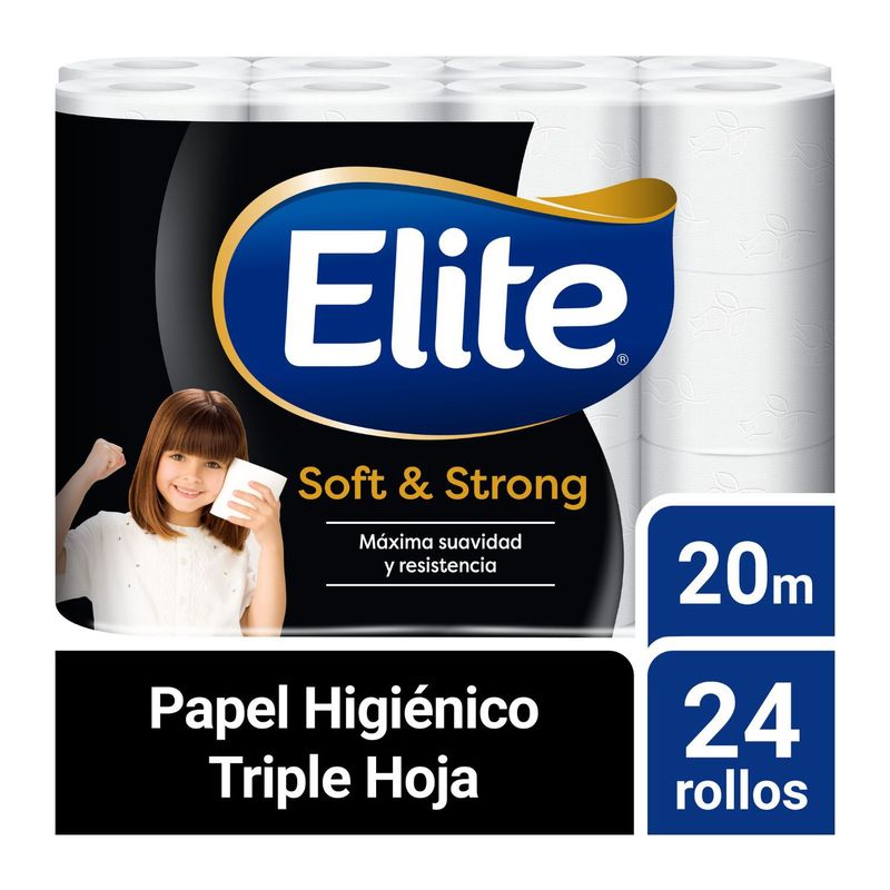 ELITE - Papel Higiénico Elite Triple Hoja Soft & Strong Pack 24 Rollos 20m