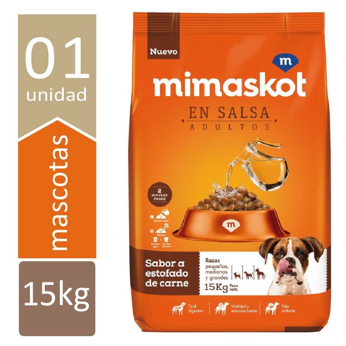 MIMASKOT - Alimento Semi Húmedo Perros Adultos Mimaskot Salsa Estofado Carne Bolsa 15 Kg