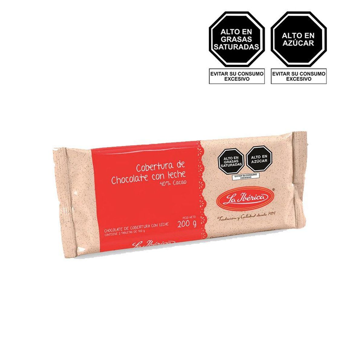 LA IBERICA - Cobertura La Ibérica de Chocolate con Leche Empaque 200 g