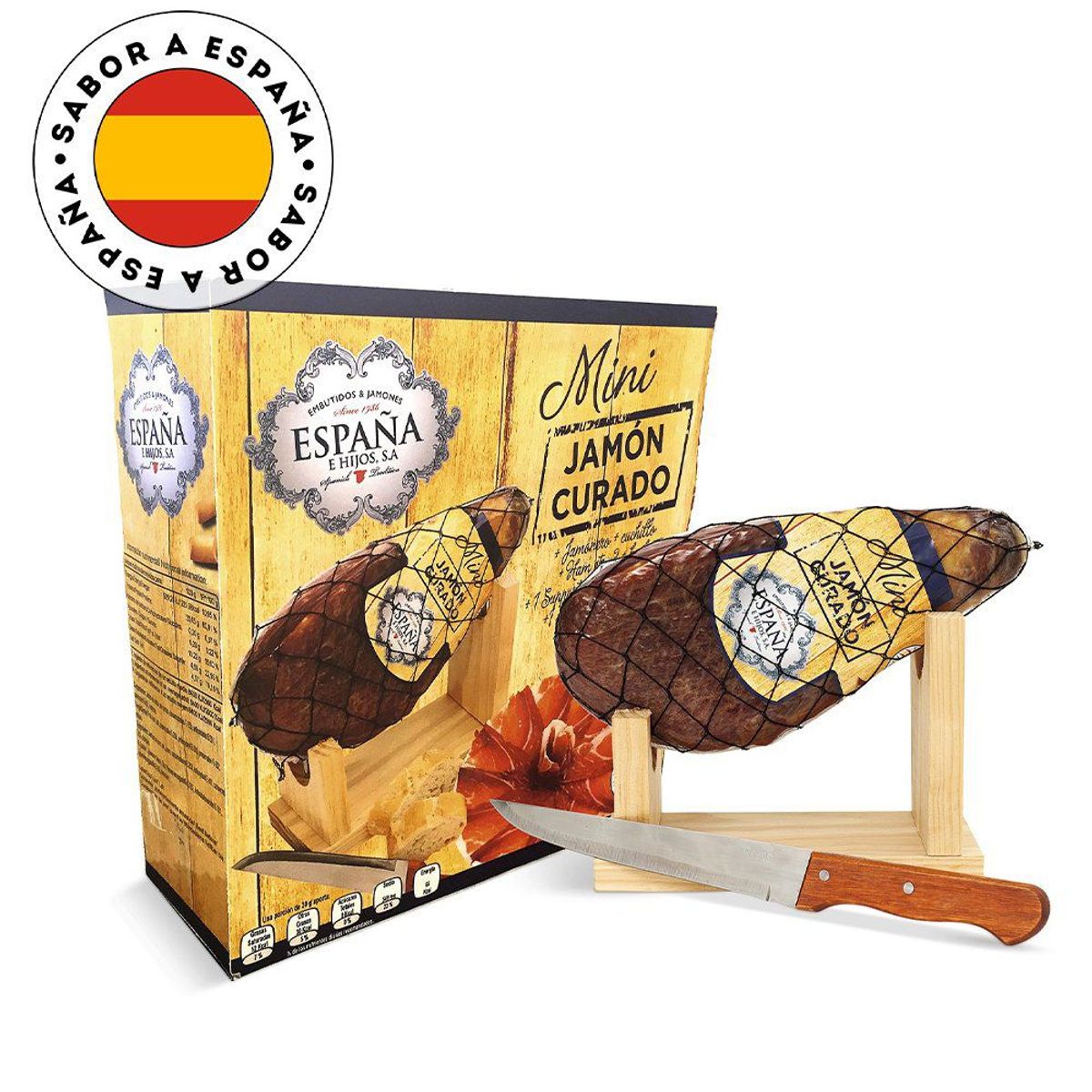 ESPANA E HIJOS - Mini Jamón Curado España e Hijos 1 Kg + Cuchillo Jamonero