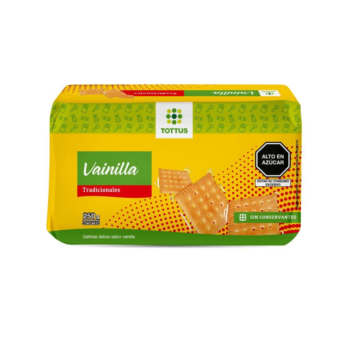TOTTUS - Galleta Tottus Sabor Vainilla Bolsa 250 g