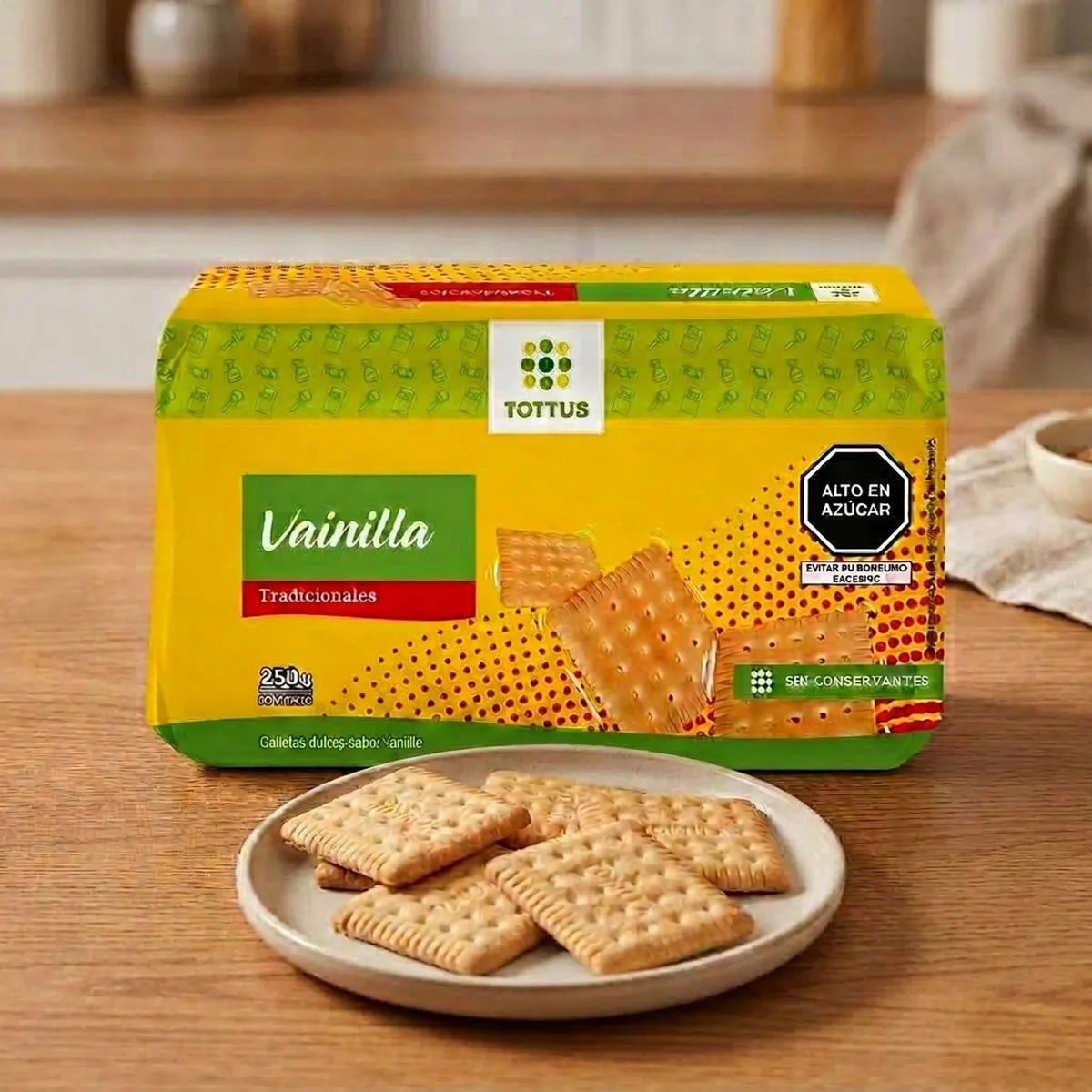 TOTTUS - Galleta Tottus Sabor Vainilla Bolsa 250 g