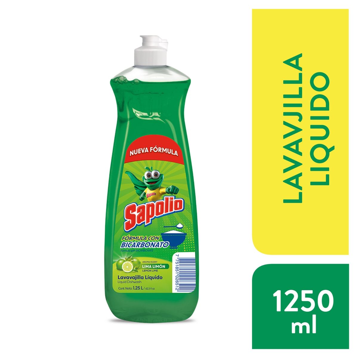 SAPOLIO - Lavavajilla Liquido Sapolio Lima Limón Botella 1250 mL