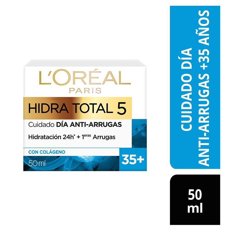 LOREAL PARIS - Crema Facial Loreal Paris Cuidado Día Antiarrugas Hidra Total Envase 50 mL