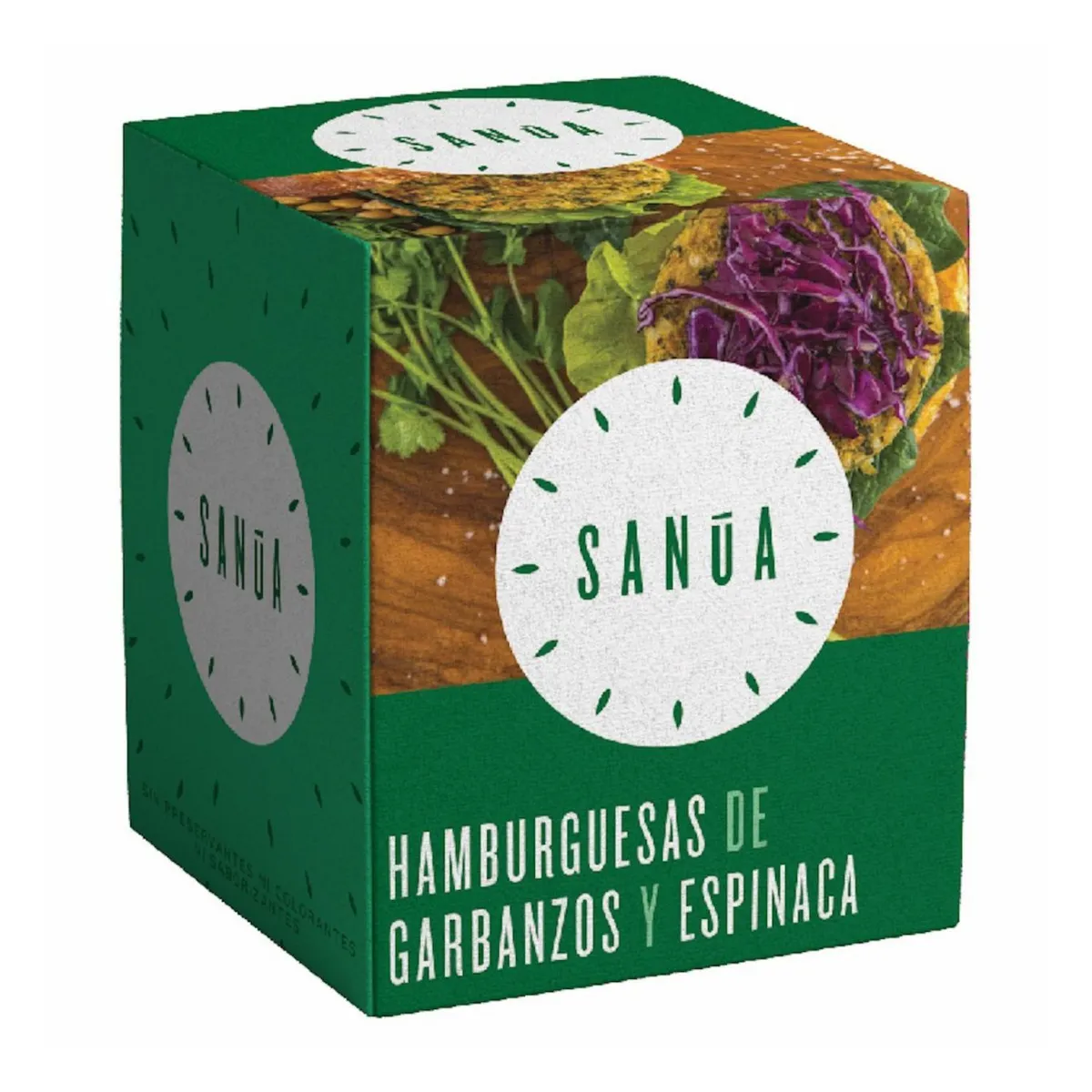 SANUA - Hamburguesa Sanua Garbanzos y Espinaca Caja 5 Und