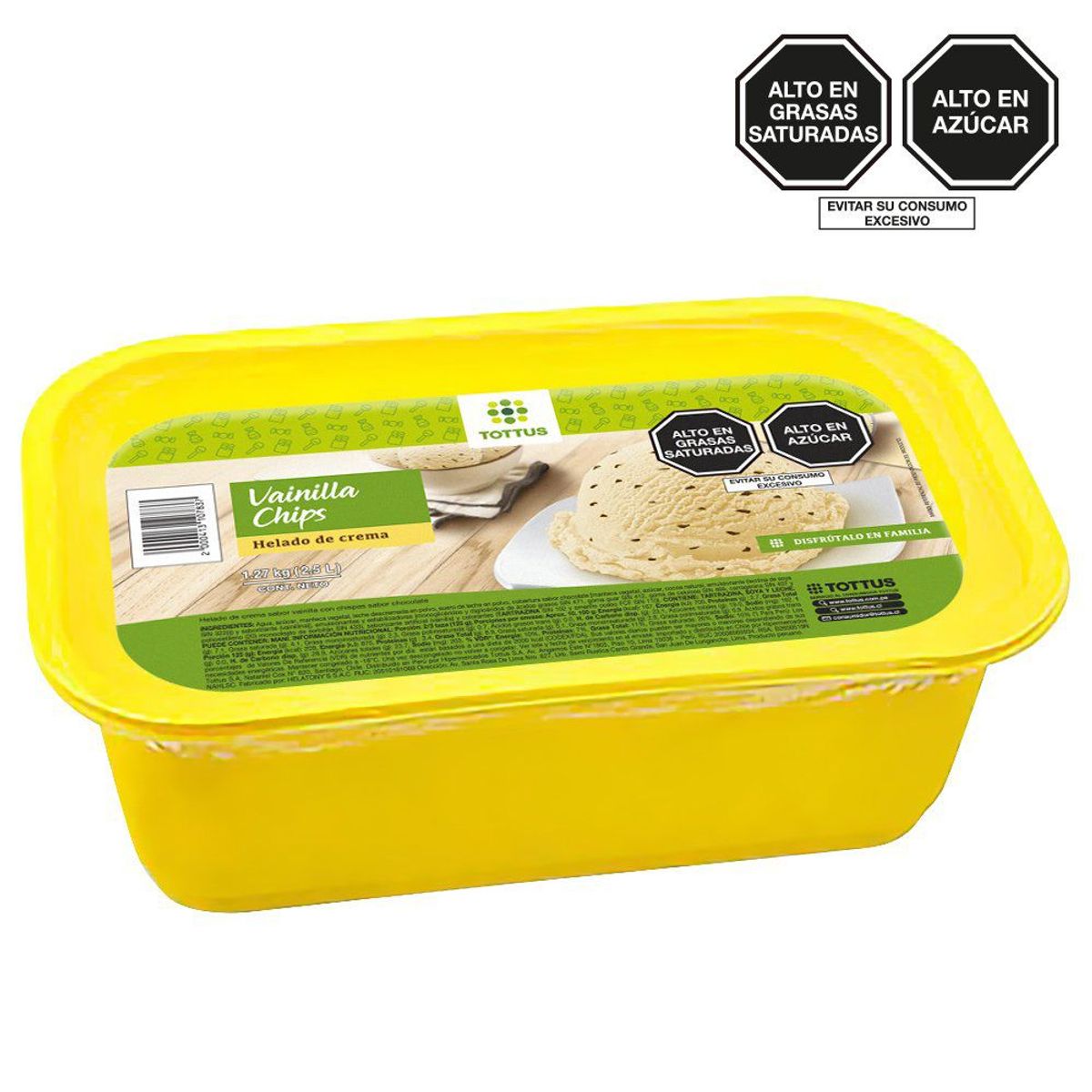 TOTTUS - Helado de Crema Vainilla Chips Tottus Pote 2.5 L