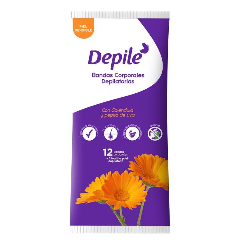 DEPILE - Bandas Depilatorias Depile Corporal Caléndula Empaque 12 Und