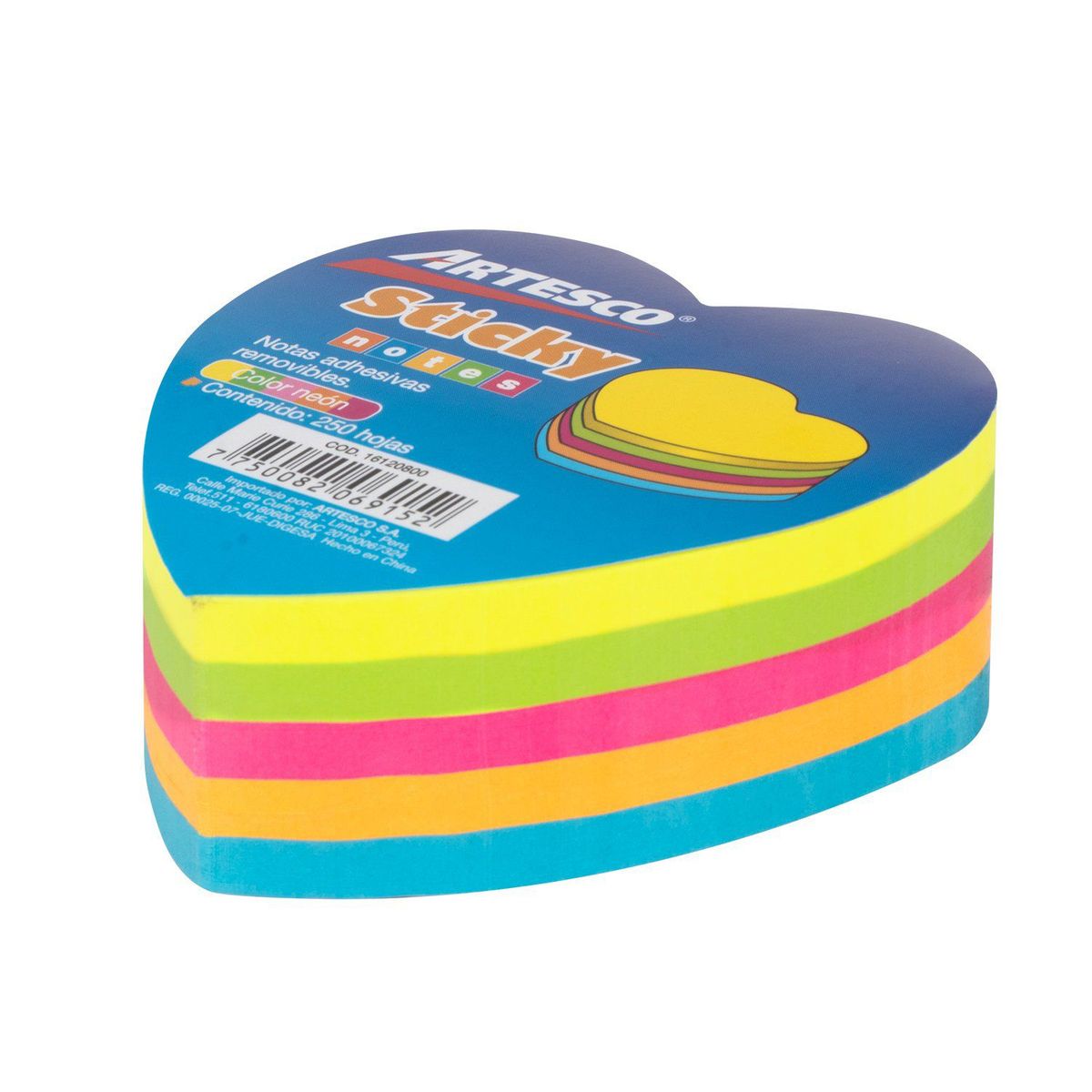 ARTESCO - Notas Adhesivas Artesco 6 Formas Surtidas Neón Empaque 250 Hojas