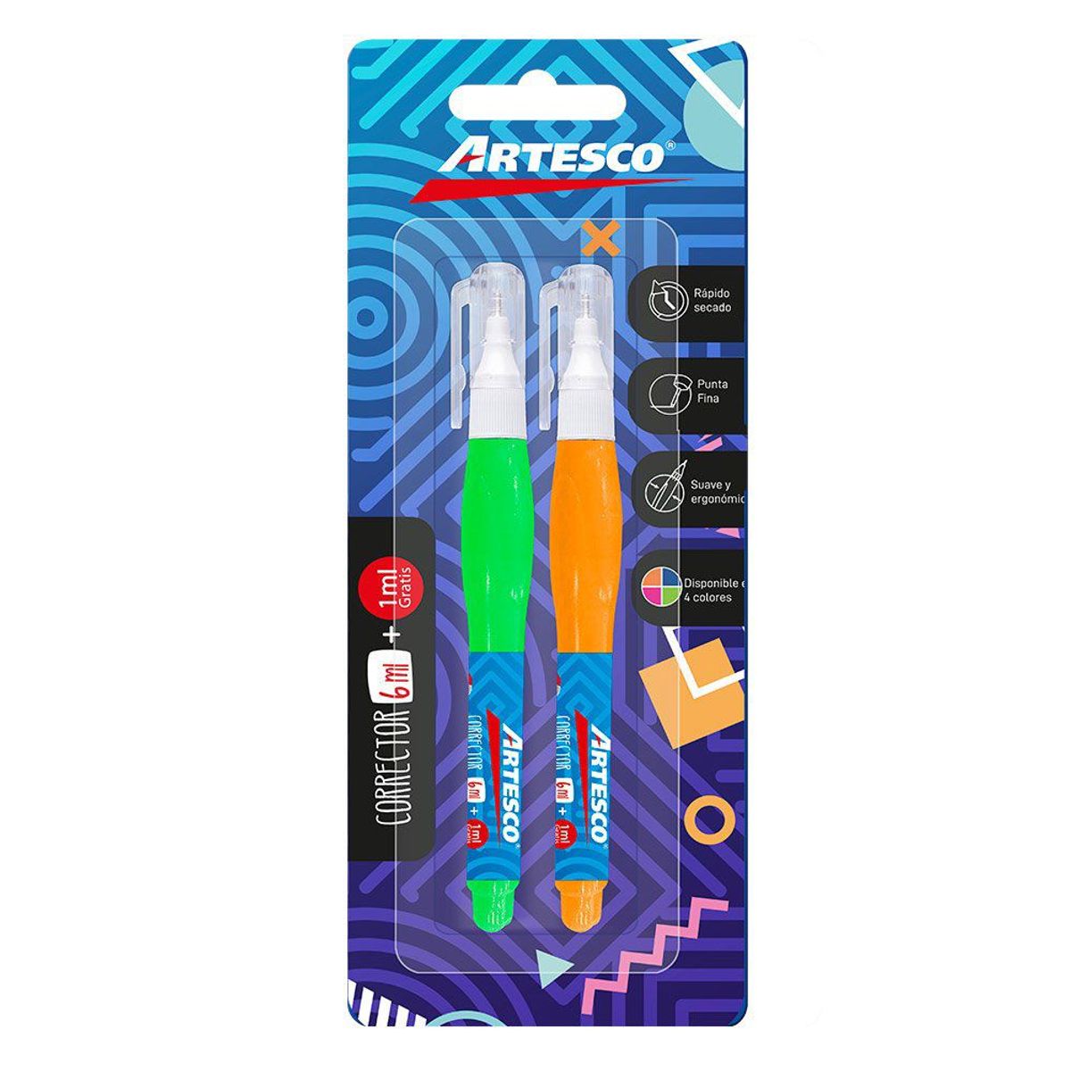 ARTESCO - Correctores Artesco Coloridos Empaque 2 Und 6 mL