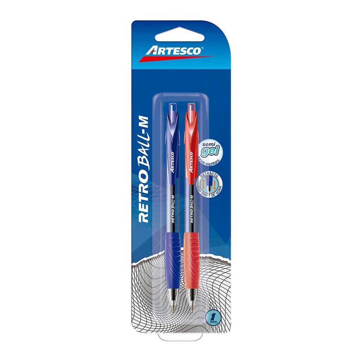 ARTESCO - Lapicero Artesco Retro Ball Color Azul Y Rojo Empaque 2 Und