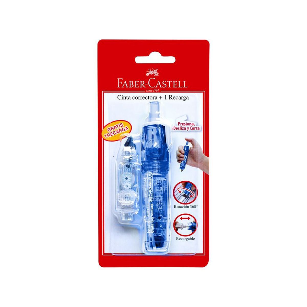 FABER CASTELL - Cinta Correctora Faber Castell Azul + Recarga
