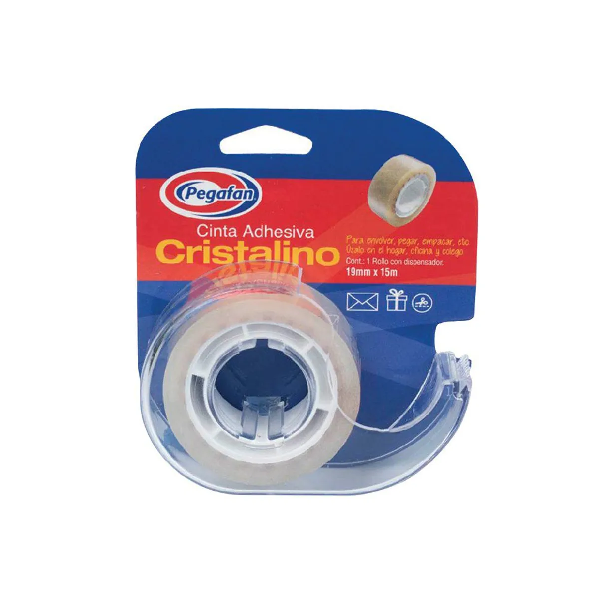 PEGAFAN - Cinta Adhesiva Pegafan Cristalino Dispensador 19xm x 15m