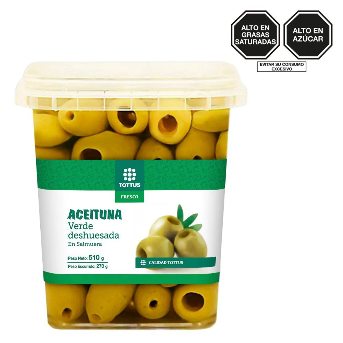 TOTTUS - Aceituna Verde Deshuesada Tottus Envase 270 g