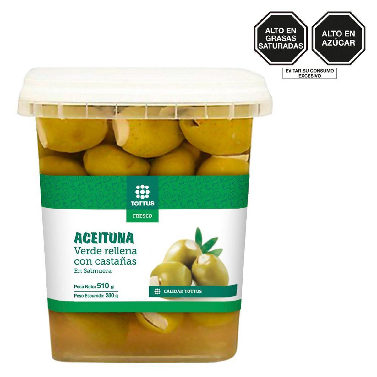 TOTTUS - Aceituna Verde Tottus con Castaña Envase 280 g