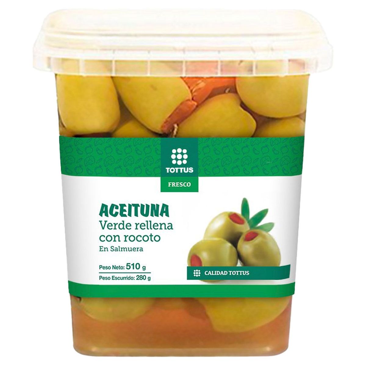 TOTTUS - Aceituna Verde Tottus con Rocoto Envase 280 g