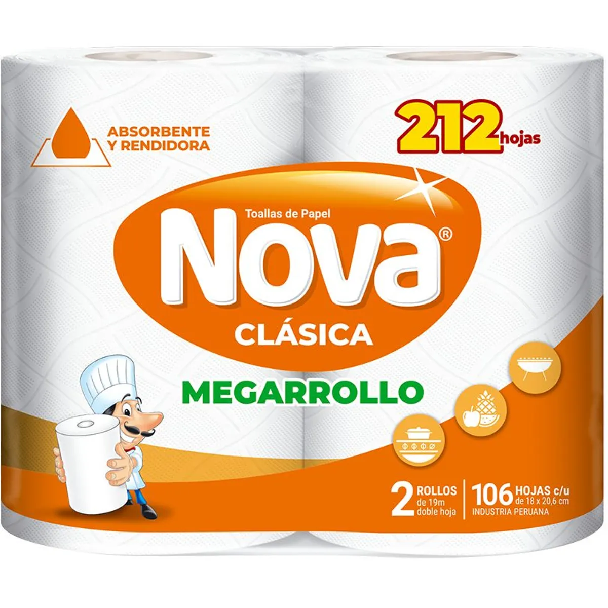 NOVA - Papel Toalla Nova Clásica Doble Hoja Mega Empaque 2 Und