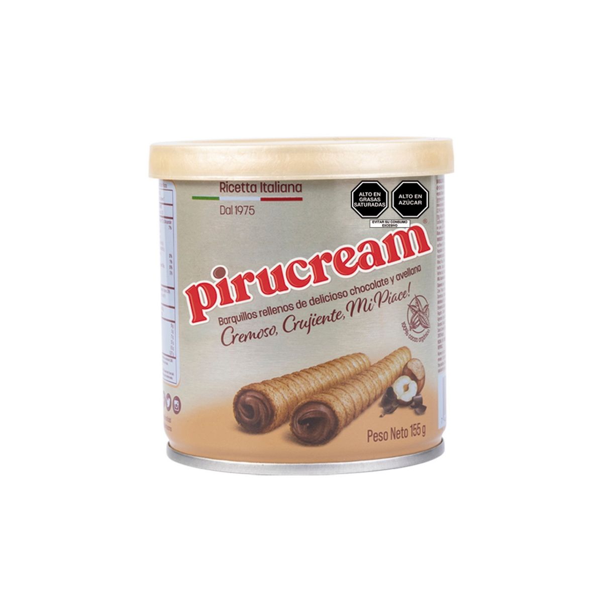 PIRUCREAM - Barquillo Chocolate Avellana Pirucream Lata 155 g