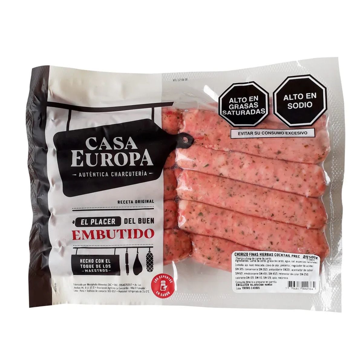 CASA EUROPA - Chorizo Cocktail Finas Hierbas Casa Europa Empaque 500 g