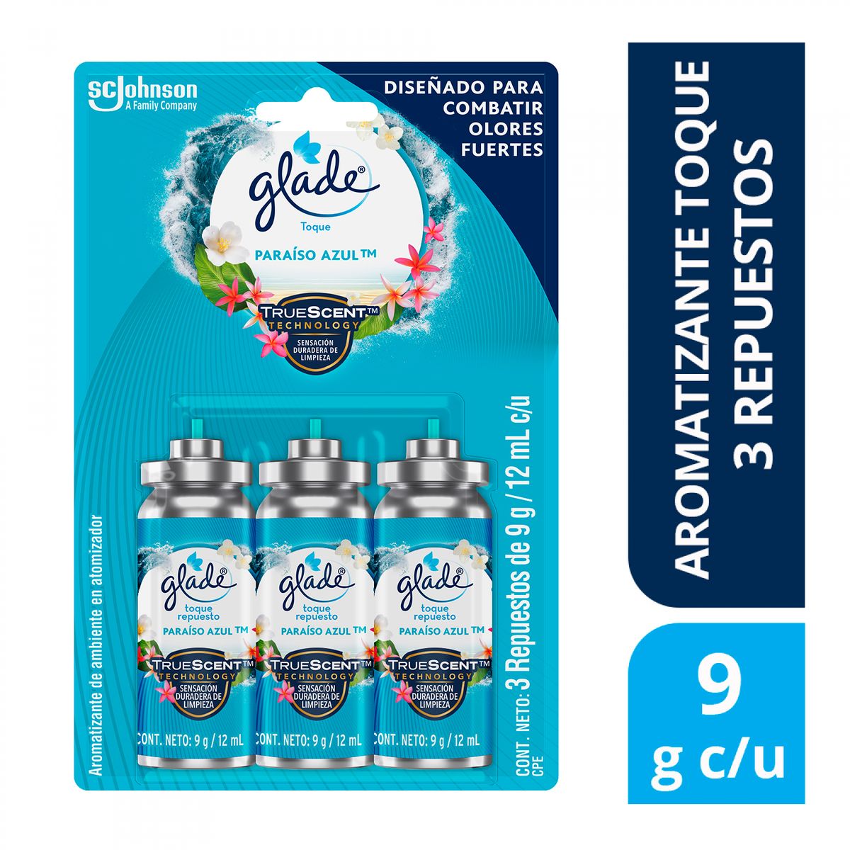 GLADE - Repuesto Ambientador Automático Glade Paraíso Azul Empaque 3 Und