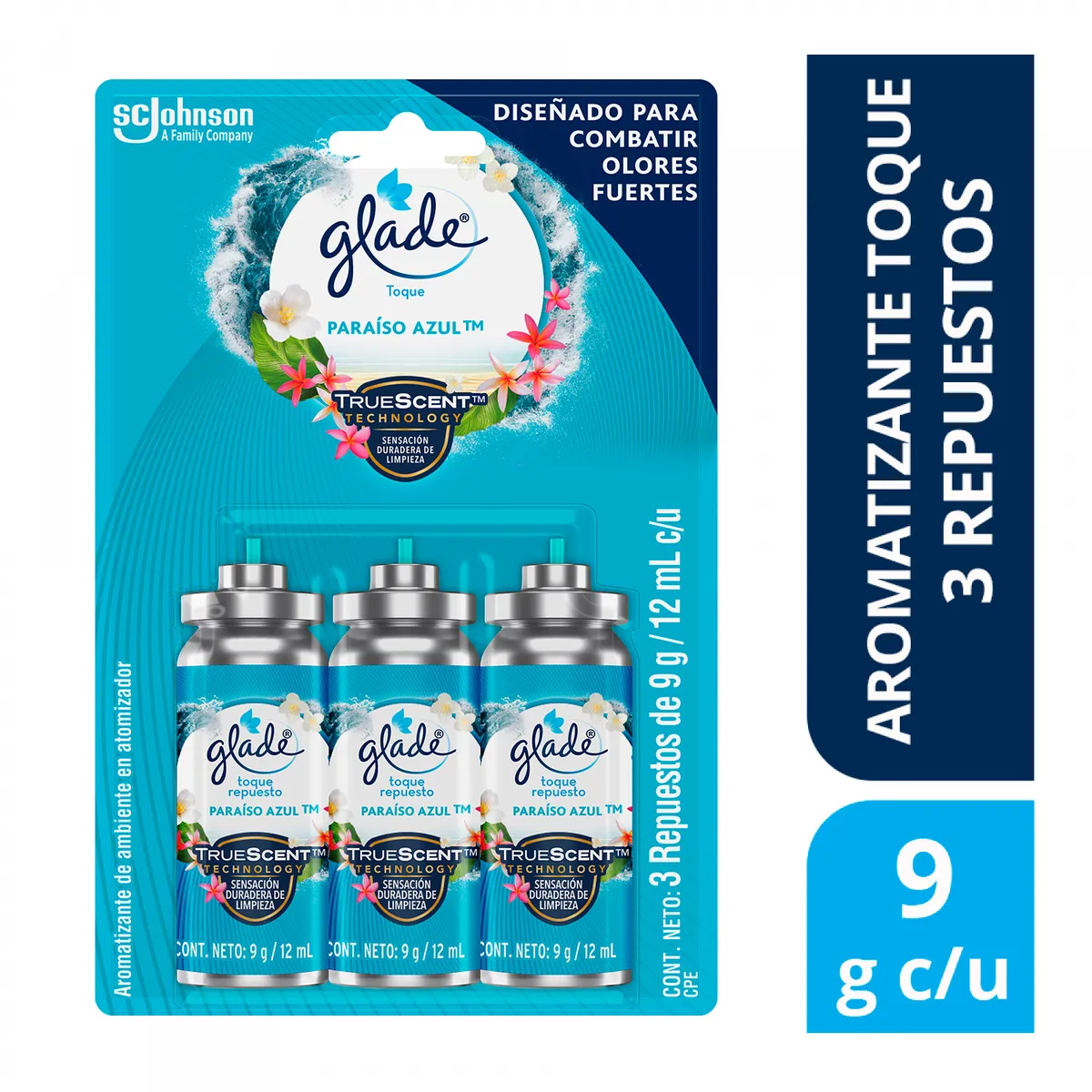 GLADE - Repuesto Ambientador Automático Glade Paraíso Azul Empaque 3 Und