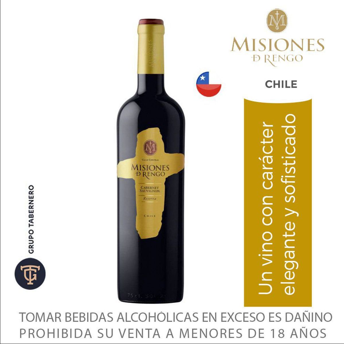 MISIONES DE RENGO - Vino Misiones de Rengo Reserva Cabernet Sauvignon Botella 750 mL