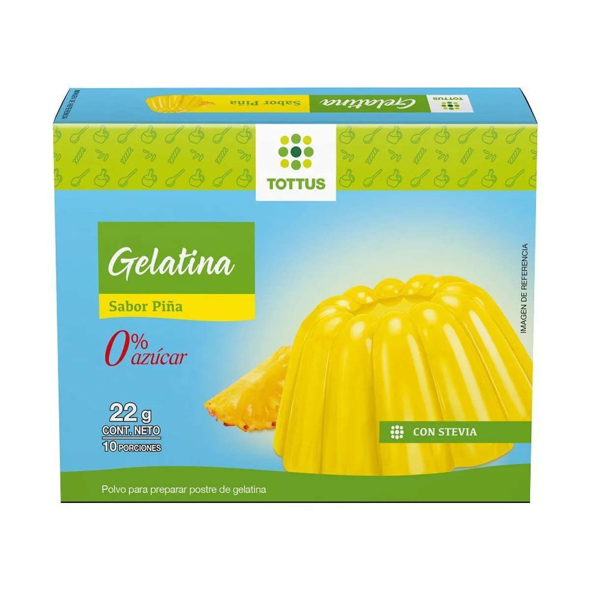 TOTTUS - Gelatina Tottus Light Sabor Piña Caja 22 g
