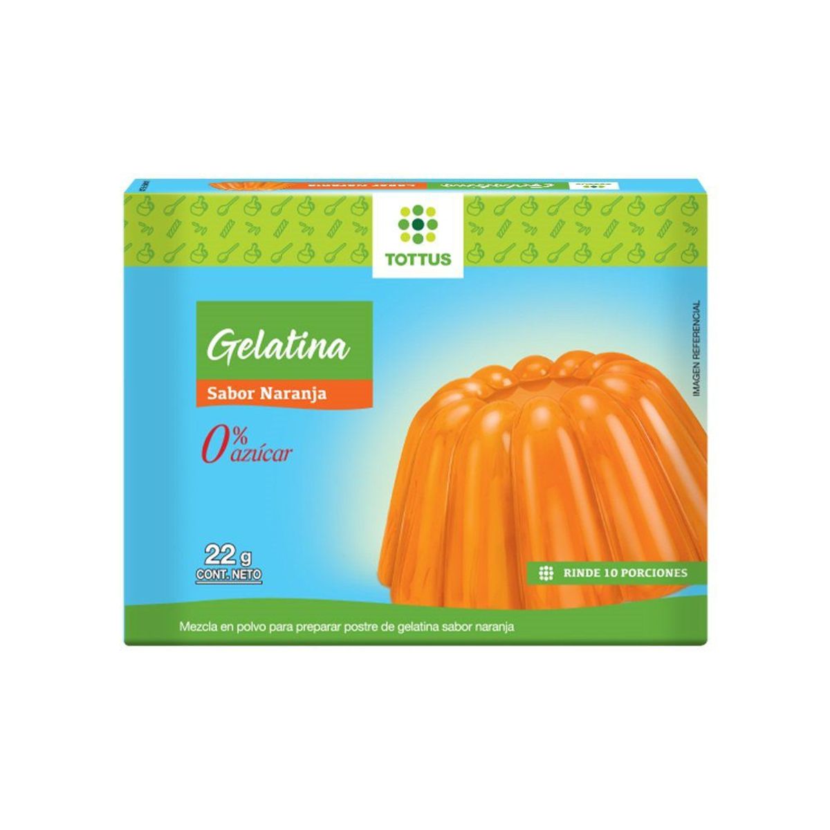 TOTTUS - Gelatina Tottus Light Sabor Naranja Caja 22 g