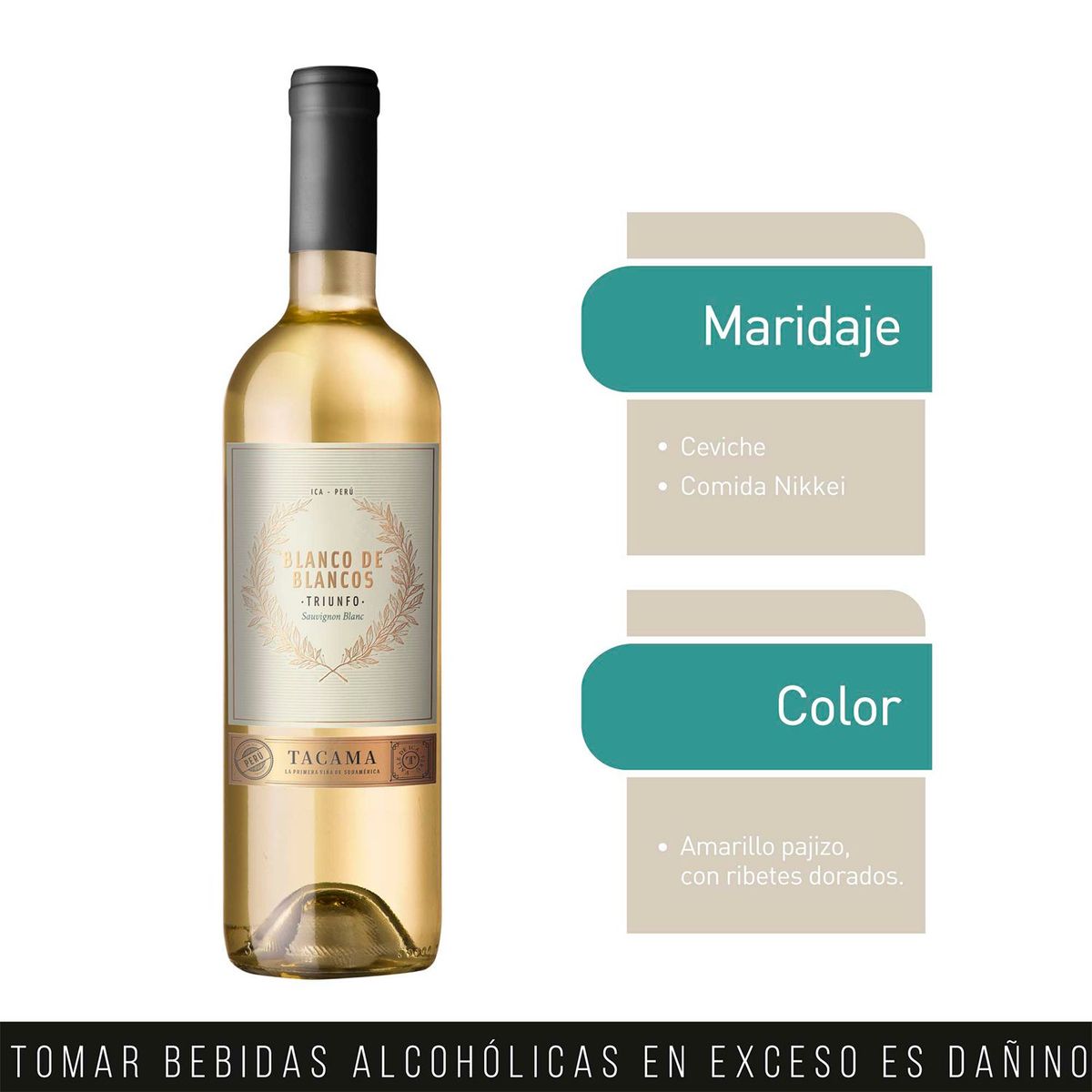 TACAMA - Vino Tacama Blanco de Blancos Sauvignon Botella 750 mL