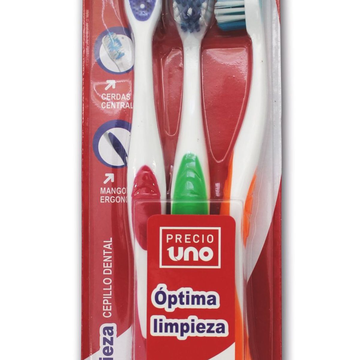 PRECIO UNO - Cepillo Dental Precio Uno Óptima Limpieza Empaque 3 Und