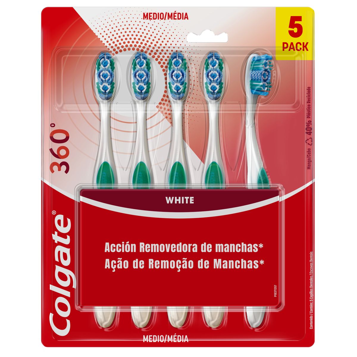 COLGATE - Cepillo Dental 360° Luminous White Advanced Colgate Pack 5 Und