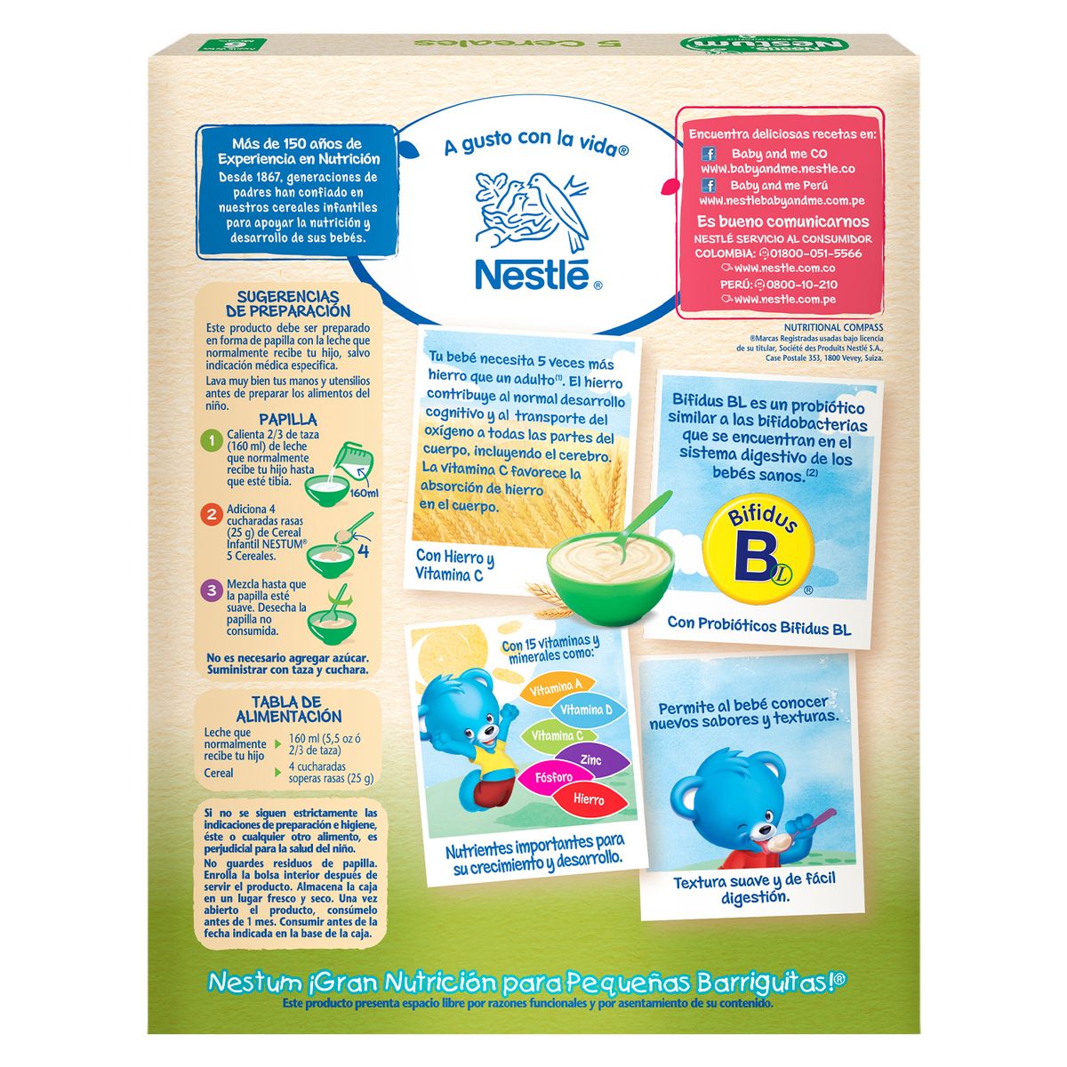 NESTUM - Cereal Infantil Nestum +Hierro 5 Cereales Caja 350 g