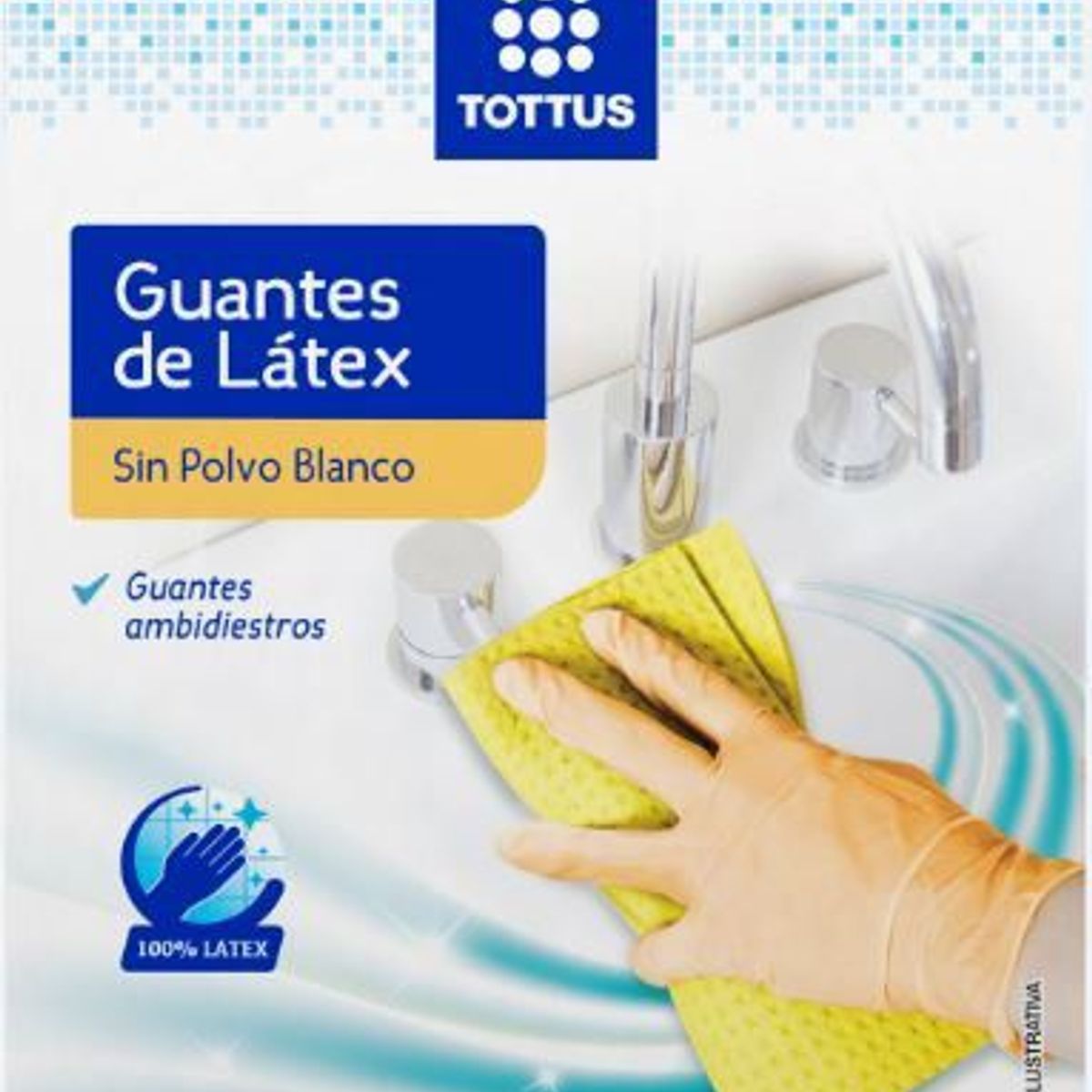 TOTTUS - Guantes de Latex sin Polvo Blanco Tottus Talla M Caja 20 Und