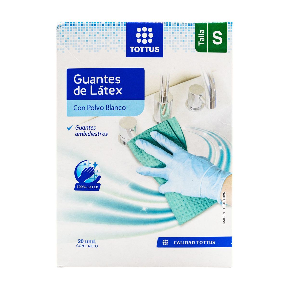 TOTTUS - Guantes de Látex con Polvo Tottus Talla S Caja 20 Und