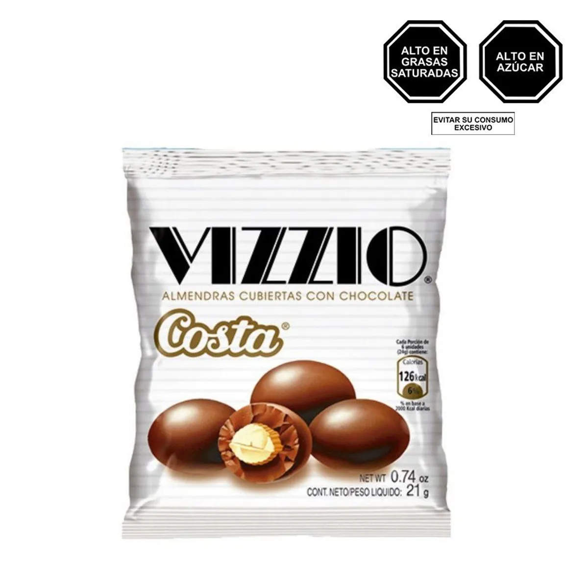 COSTA - Caja Almendras Cubiertas con Chocolate Vizzio 20 Unidades