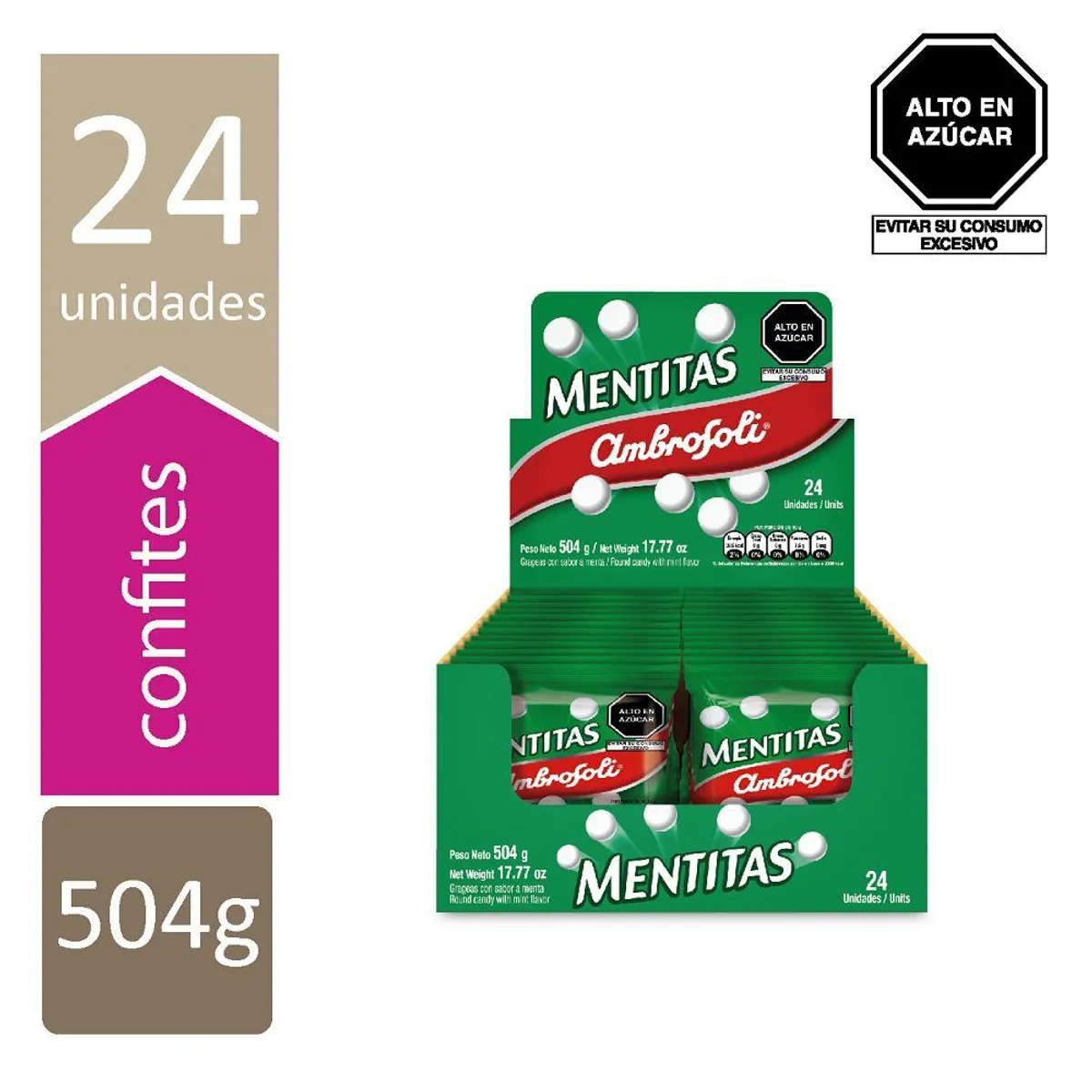 AMBROSOLI - Caja de Caramelos Ambrosoli Mentitas Mint 24 Unidades
