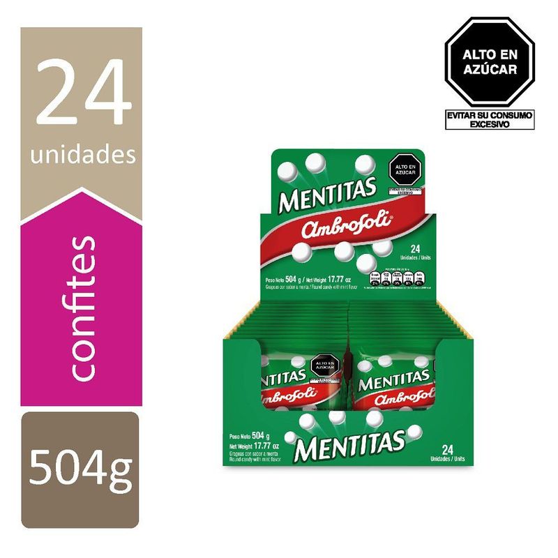 AMBROSOLI - Caja de Caramelos Ambrosoli Mentitas Mint 24 Unidades