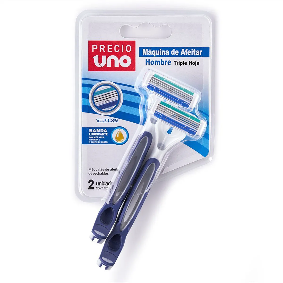 PRECIO UNO - Máquina de Afeitar Triple Hoja Precio Uno Hombre Empaque 2 Und