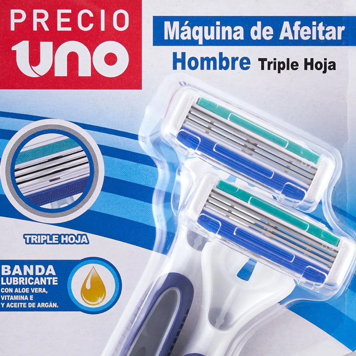 PRECIO UNO - Máquina de Afeitar Triple Hoja Precio Uno Hombre Empaque 2 Und