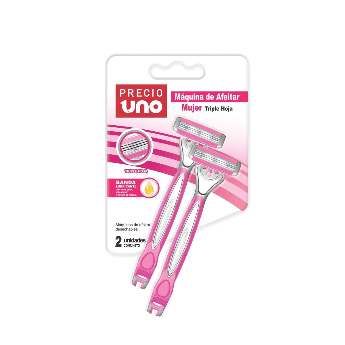 PRECIO UNO - Máquina de Afeitar Triple Hoja Precio Uno Mujer Empaque 2 Und