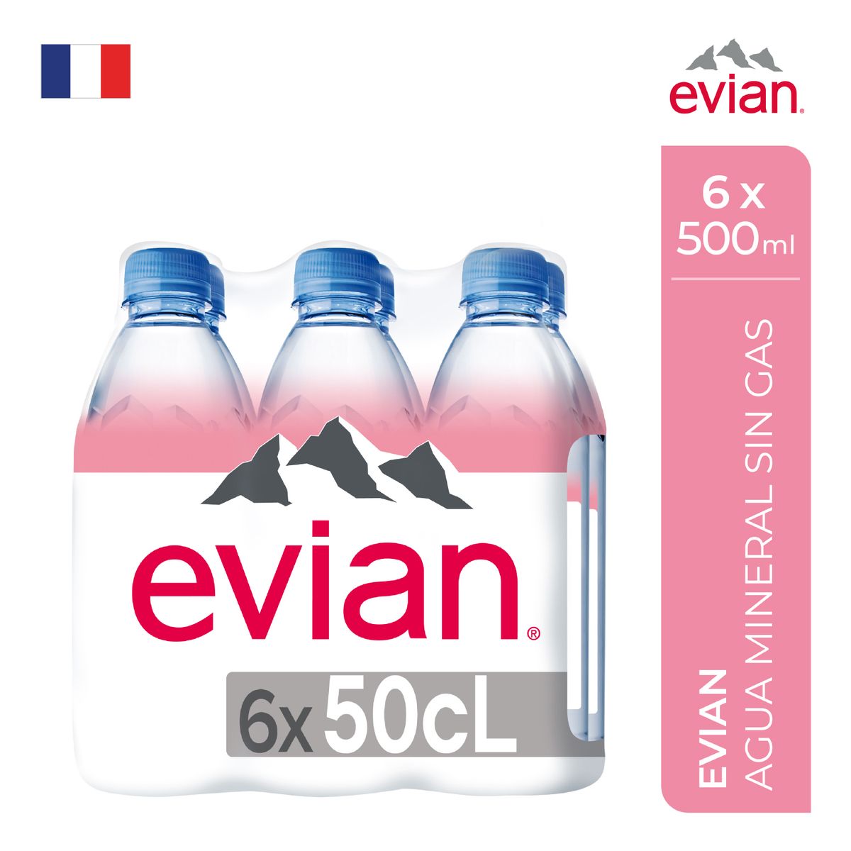 EVIAN - Agua Sin Gas Evian Sixpack Botella 500 mL