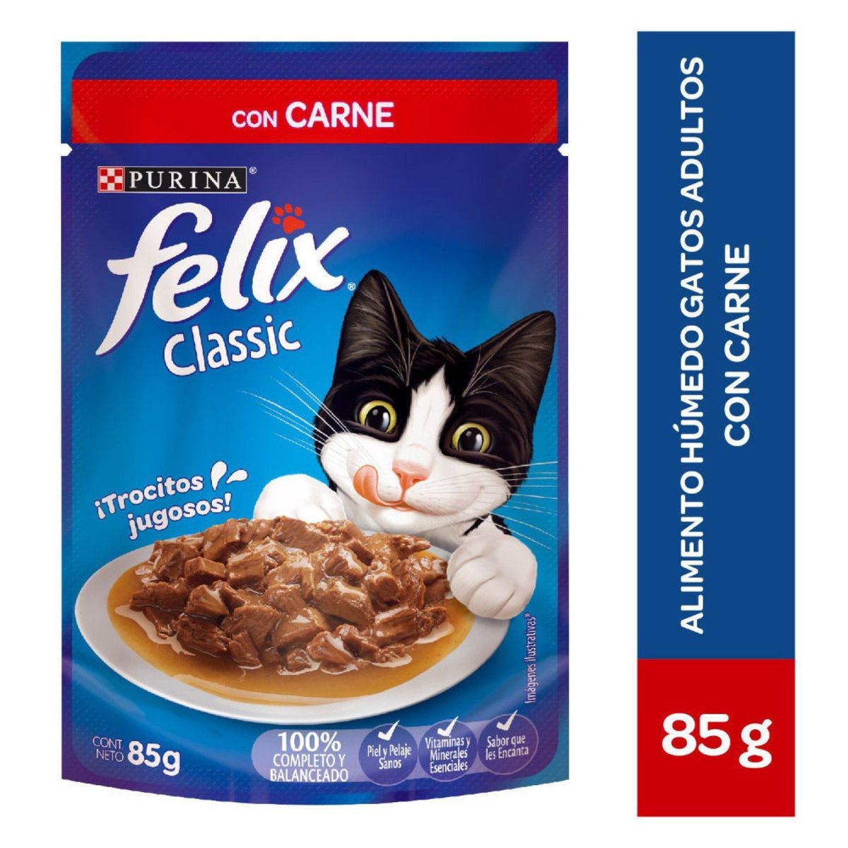 FELIX - Alimento Húmedo Gatos Felix Sensaciones Carne Doypack 85 g