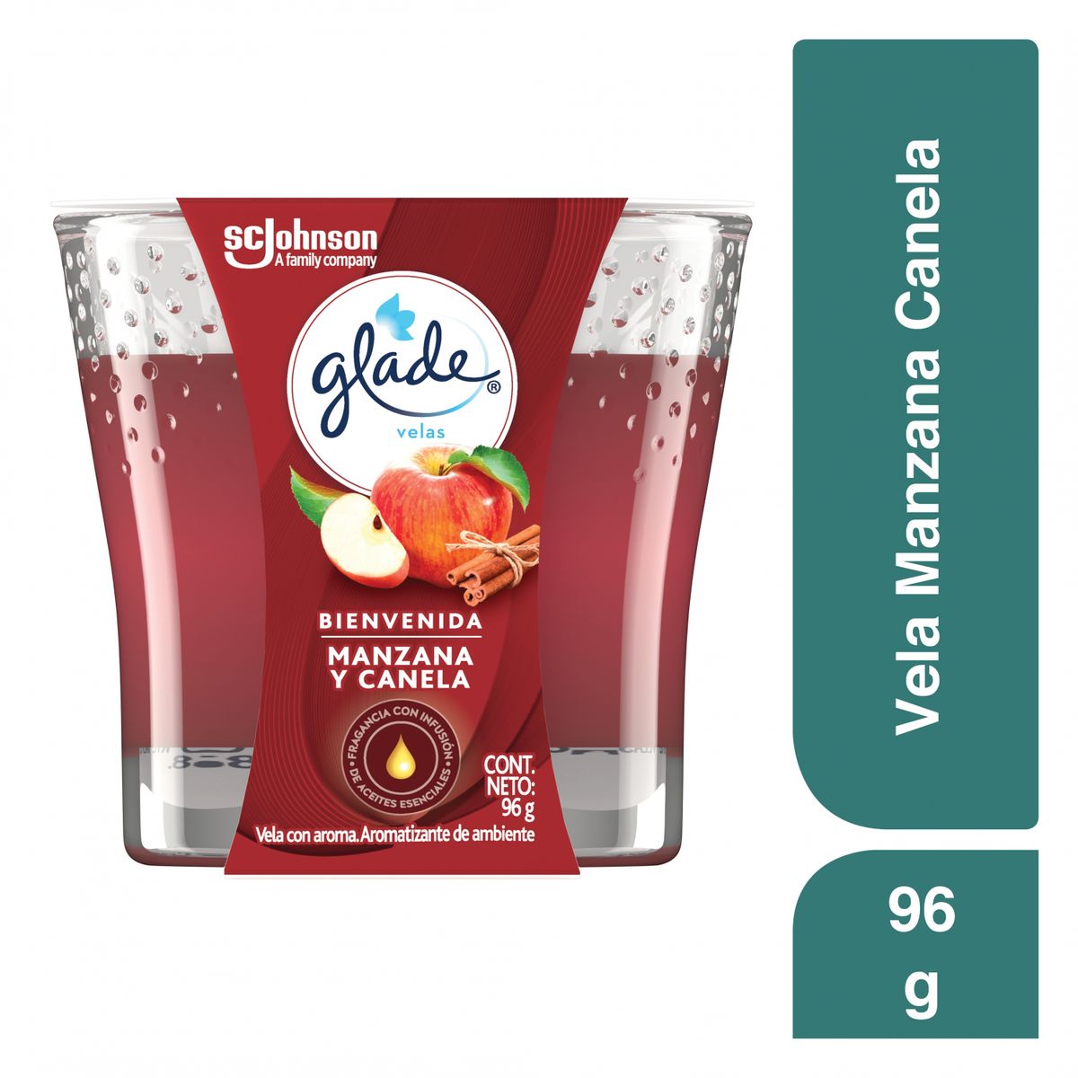 GLADE - Vela Perfumada Glade Manzana y Canela Envase 96 g