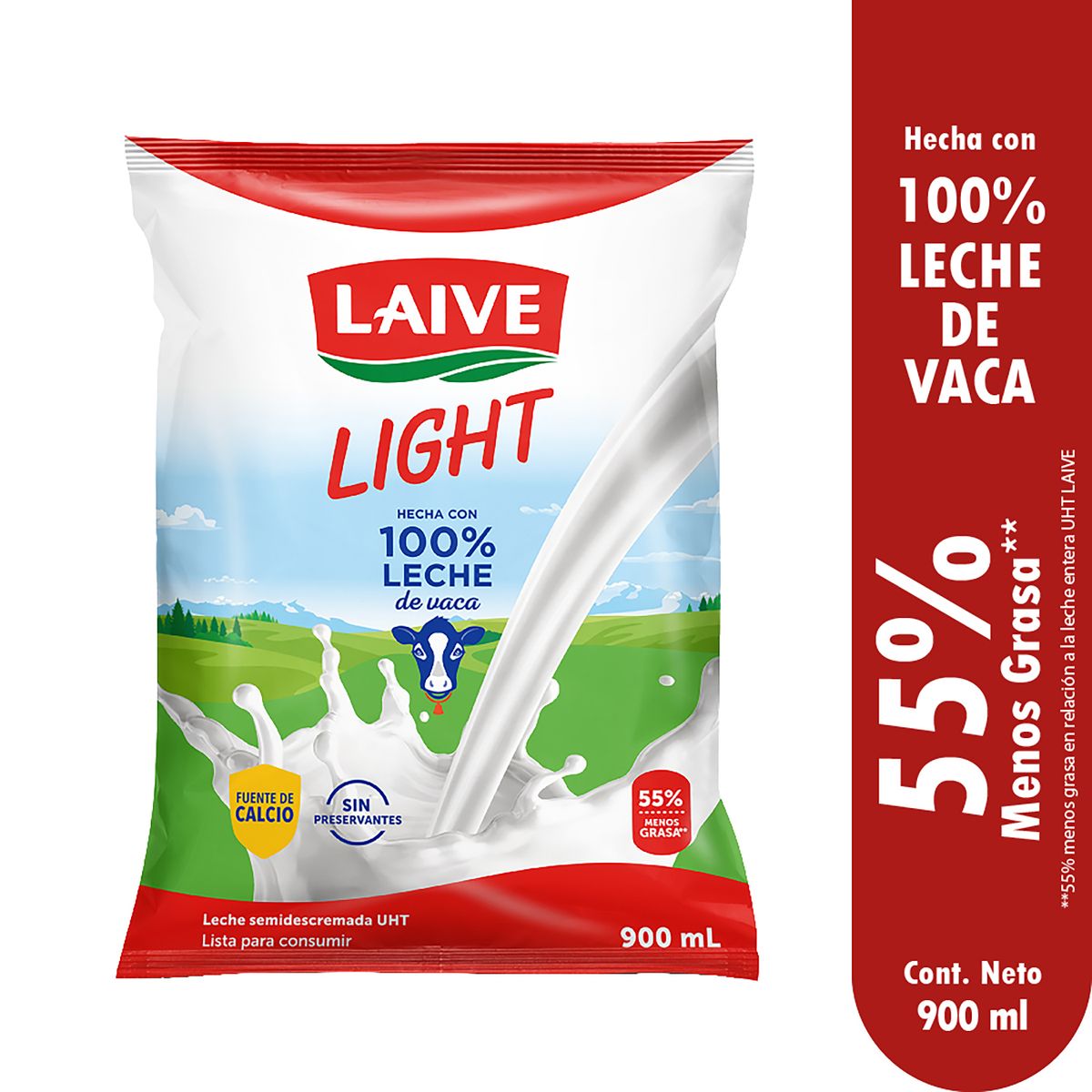 LAIVE - Leche Semidescremada Laive Bolsa 900 mL