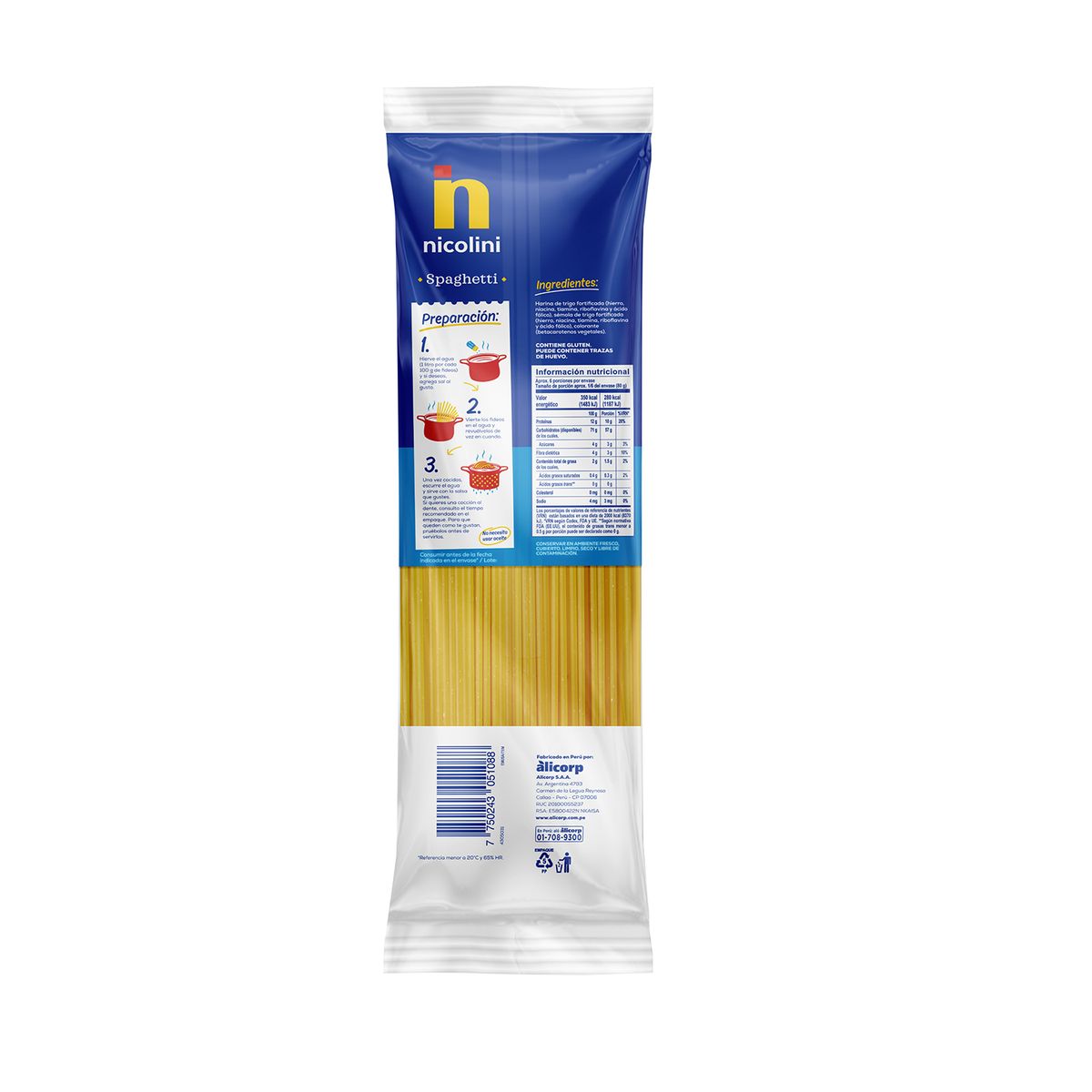 NICOLINI - Fideo Spaghetti Nicolini Bolsa 500 g