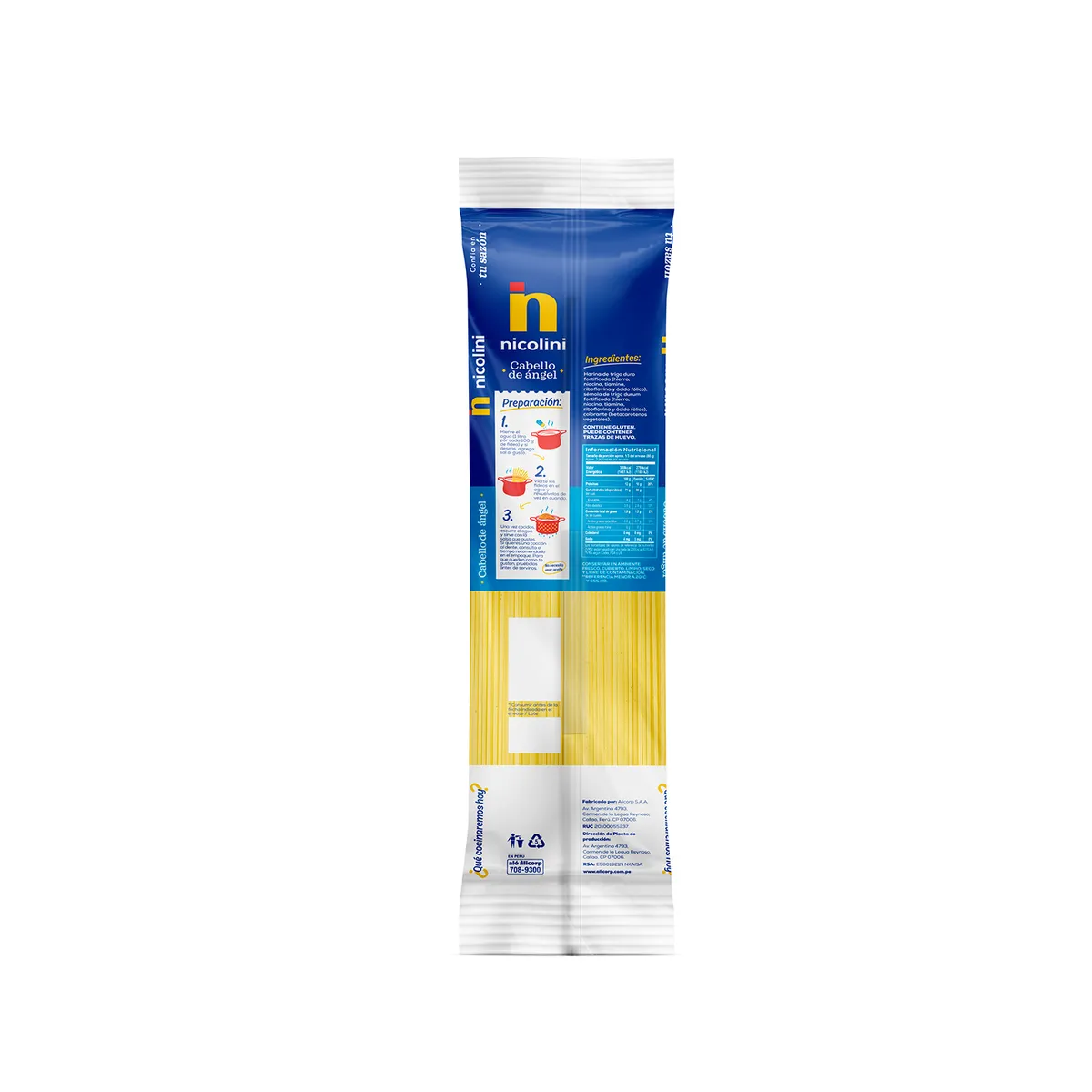 NICOLINI - Fideo Cabello de Angel Nicolini Bolsa 250 g