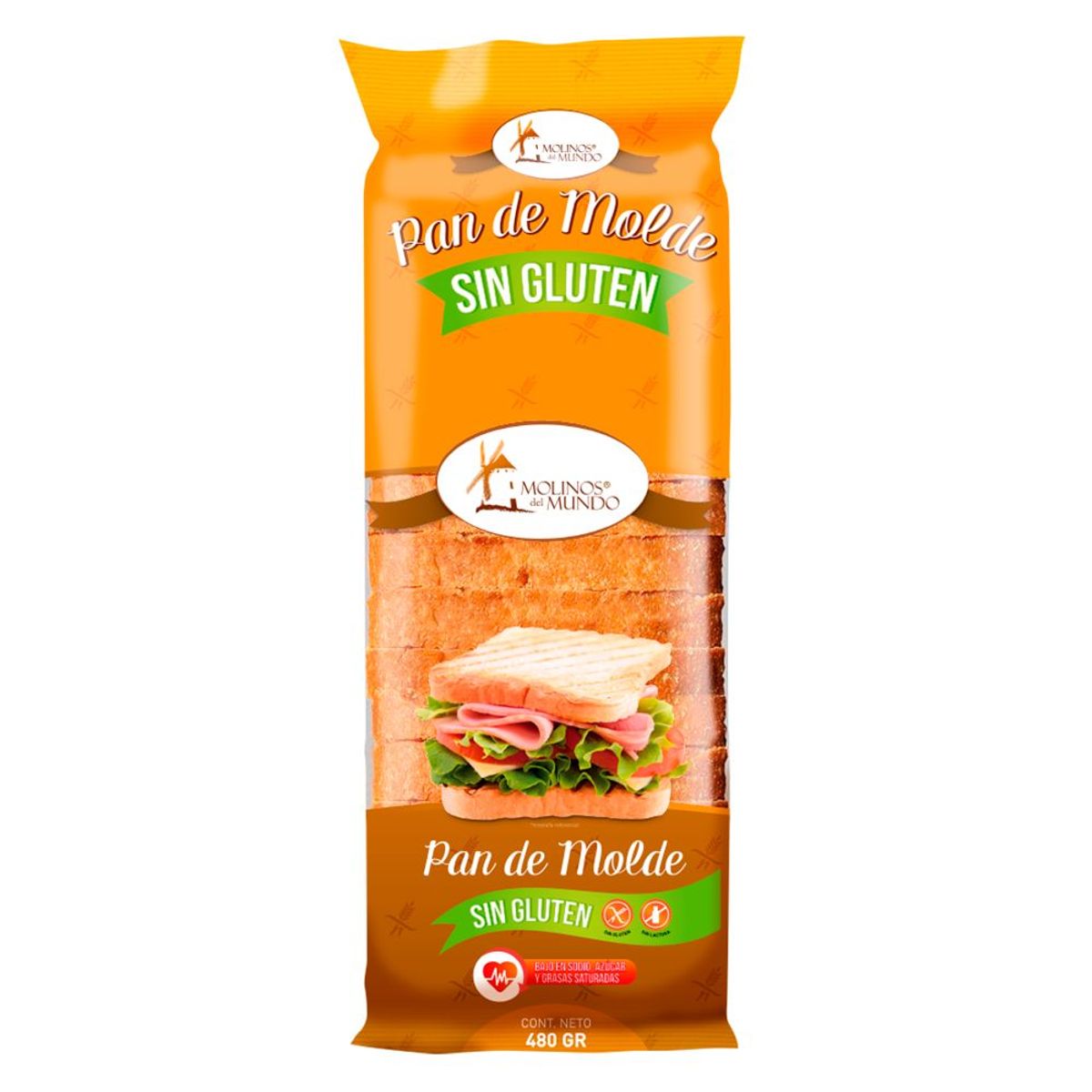 MOLINOS DEL MUNDO - Pan de Molde Molinos del Mundo Blanco Sin Gluten Bolsa 480 g