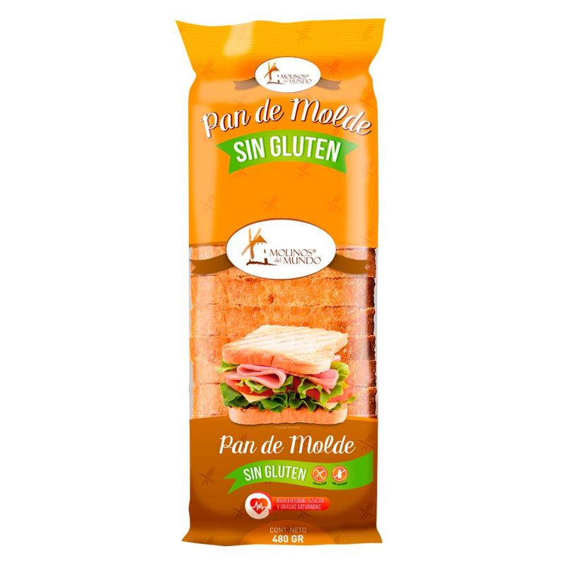 MOLINOS DEL MUNDO - Pan de Molde Molinos del Mundo Blanco Sin Gluten Bolsa 480 g